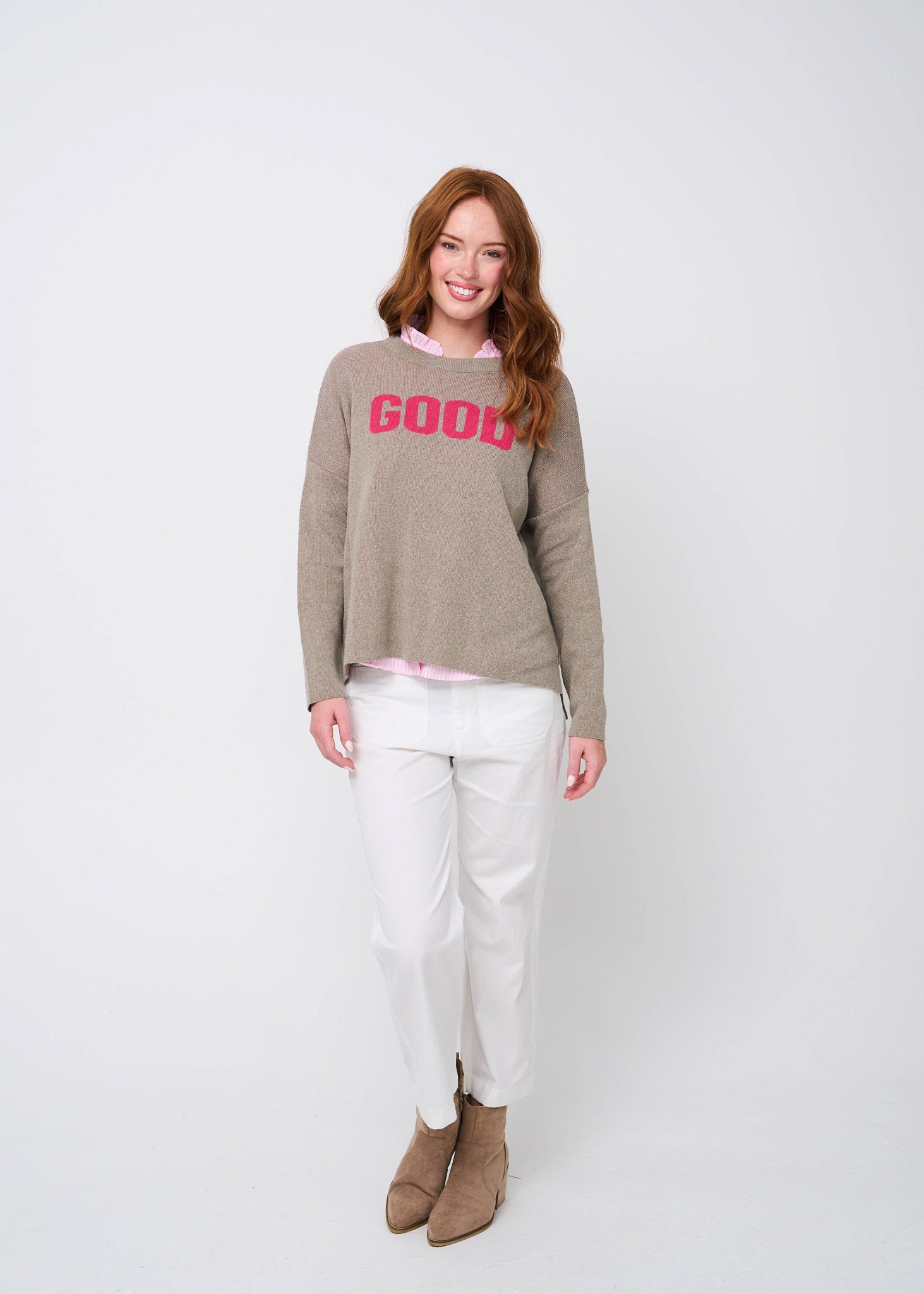 Good Relaxed Sweater - Taupe 2 - Front - full
