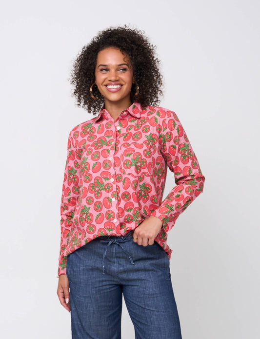 Good Boyfriend Shirt - Tomato Pink 1 - Front - Tucked
