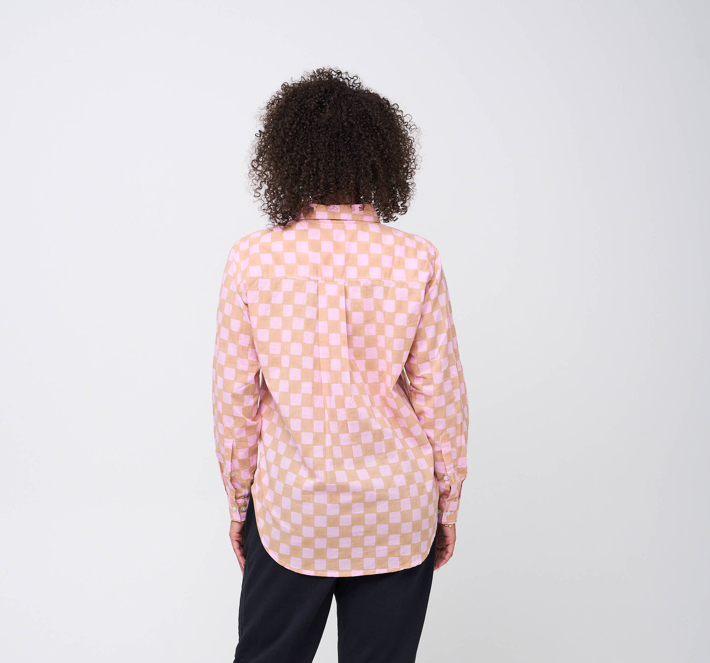 Good Boyfriend Shirt - Checkerboard Overdye Tickled Pink on Baked Clay 5 Back