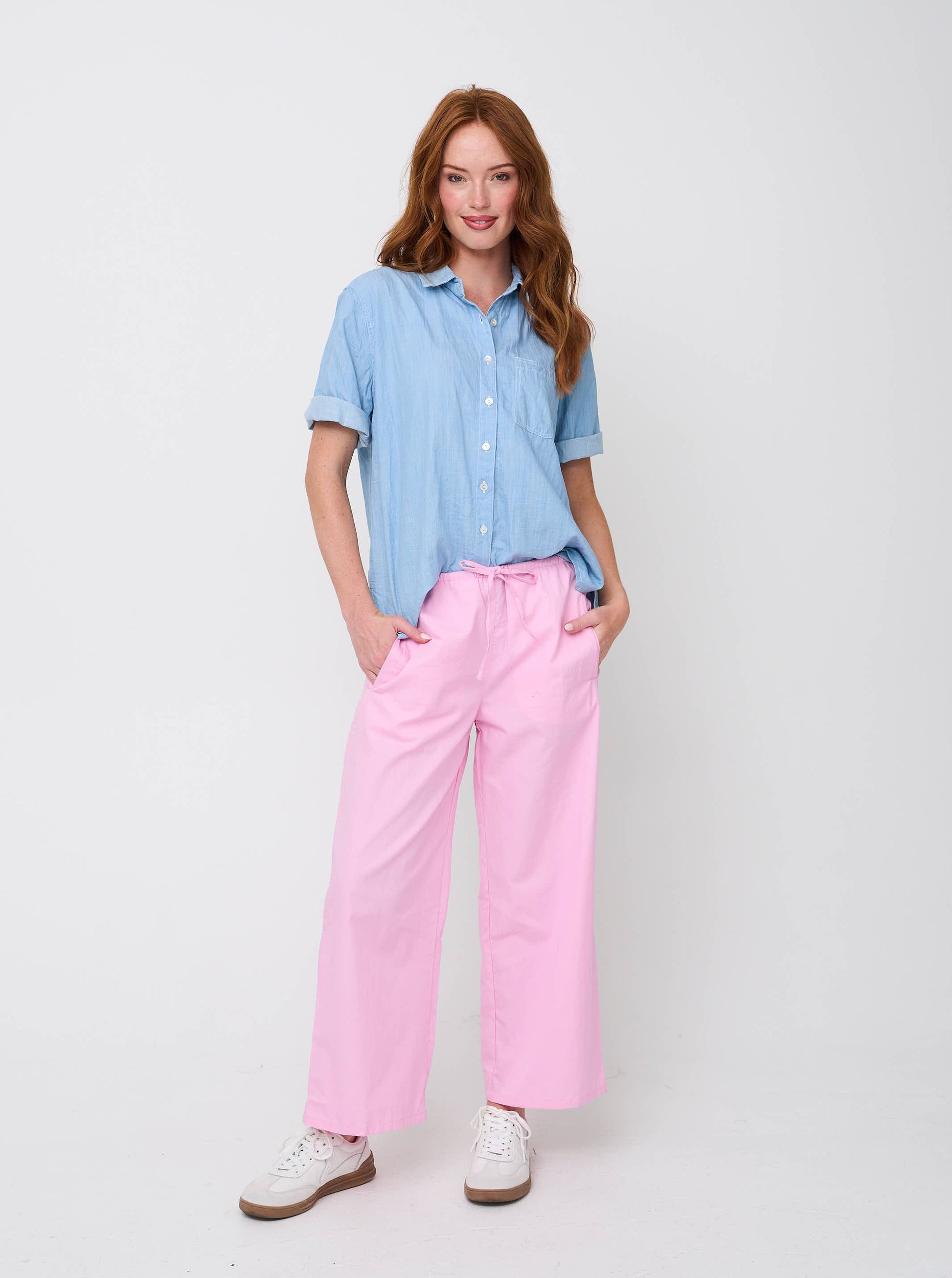 Shore Pant - Tickled Pink Twill 2 - Front