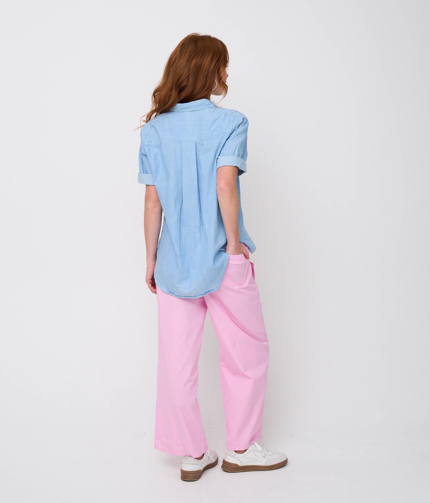 Shore Pant - Tickled Pink Twill 7 - Back Pocket