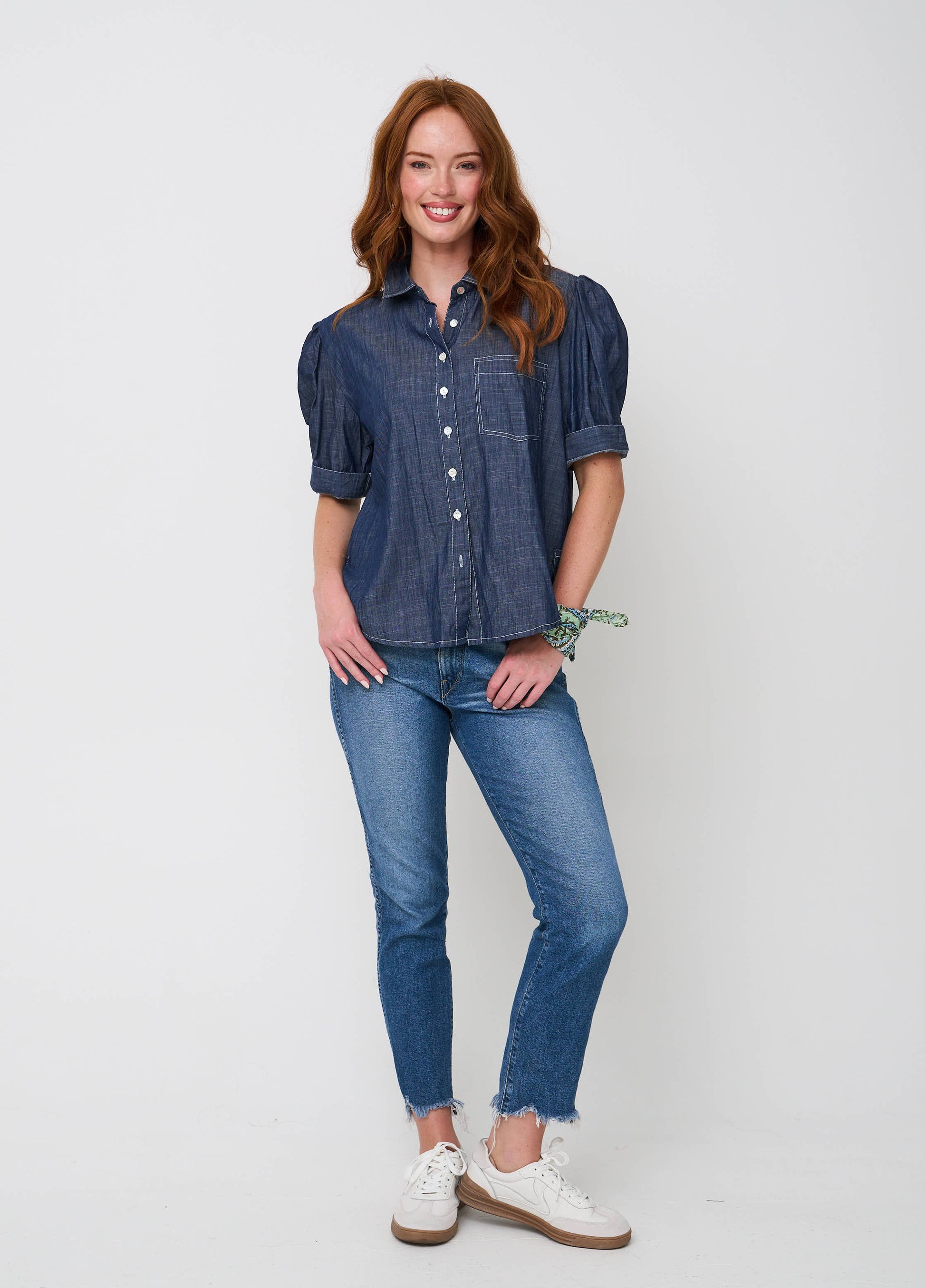Good Girlfriend Shirt - Dark Denim Wash Chambray 2 - Front - Full 