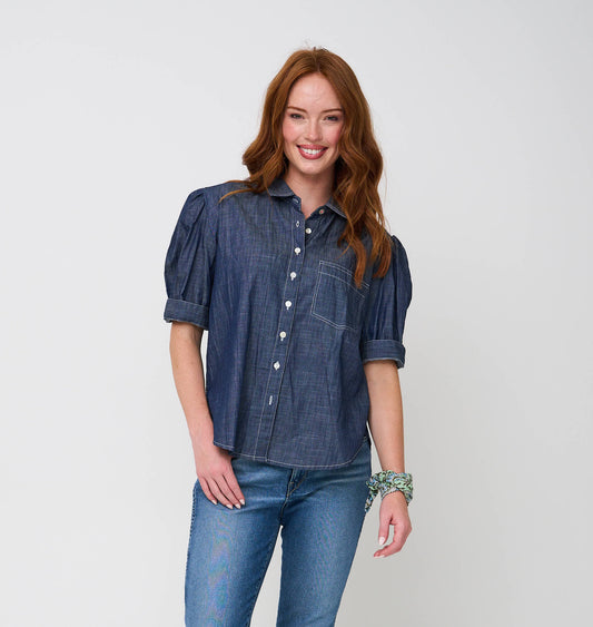 Good Girlfriend Shirt - Dark Denim Wash Chambray 1 - Front