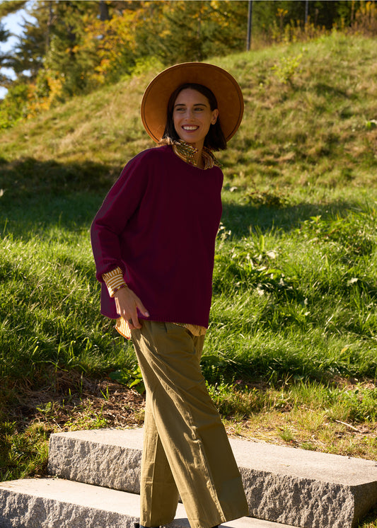 Nantucket Boxy Recycled Cashmere Sweater - Bordeaux