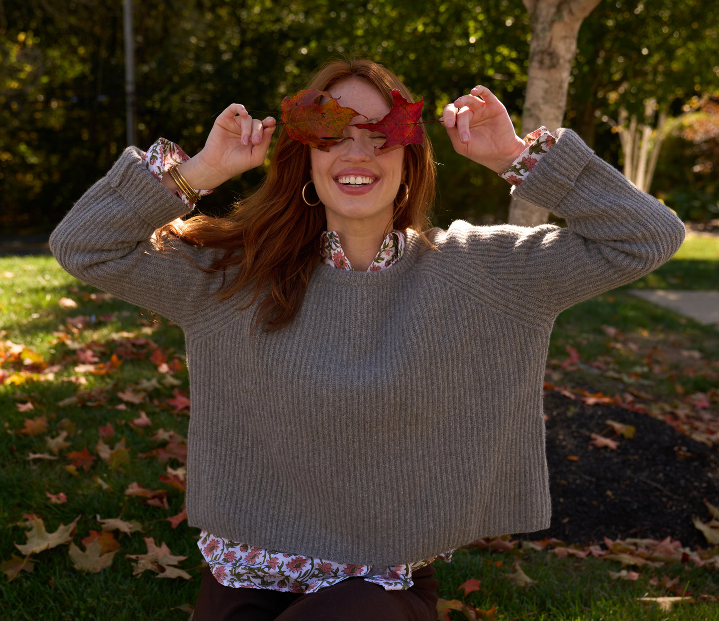 Montauk Shaker Recycled Cashmere Sweater - Perla Grey 1 - Front