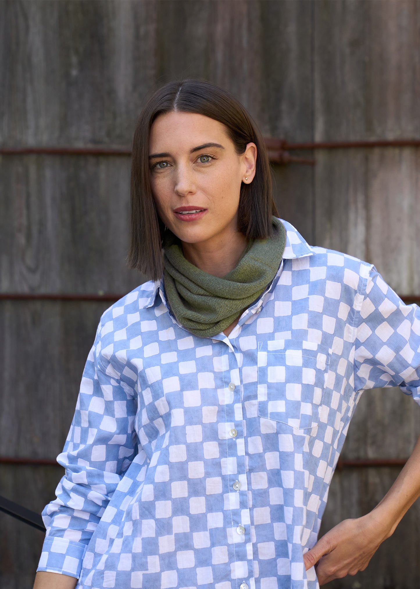 Bedford Infinity Recycled Cashmere Scarf Olive