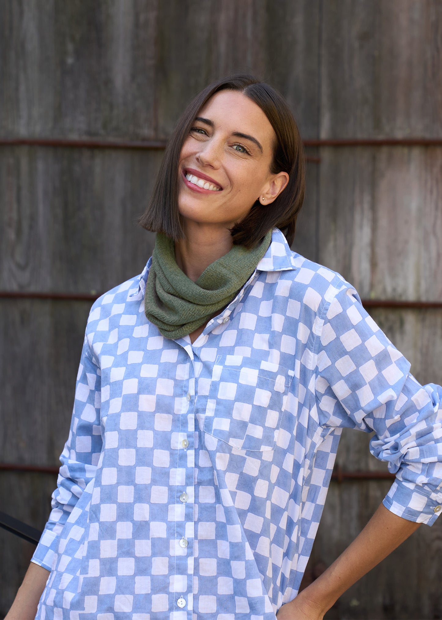 Bedford Infinity Recycled Cashmere Scarf Olive