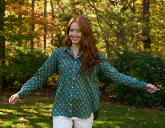 Good Boyfriend Shirt - Rockport Floral French Teal 1 - Outdoor