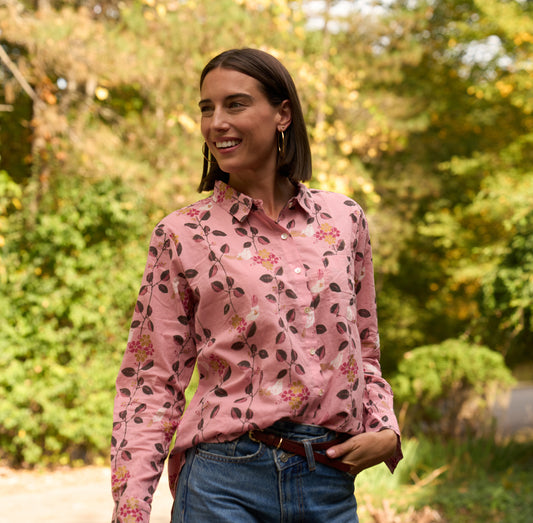 Good Boyfriend Shirt - Birdie On A Vine Blush 1 - Front