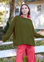 Nantucket Boxy Recycled Cashmere Sweater - Olive