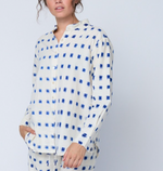 Good Boyfriend Shirt with Mandarin Collar - Ikat Squares