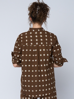 Good Boyfriend Shirt with Mandarin Collar - Ikat Squares