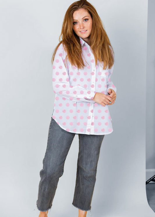 Good Boyfriend Shirt - True Dot White & Tickled Pink 1 - Front