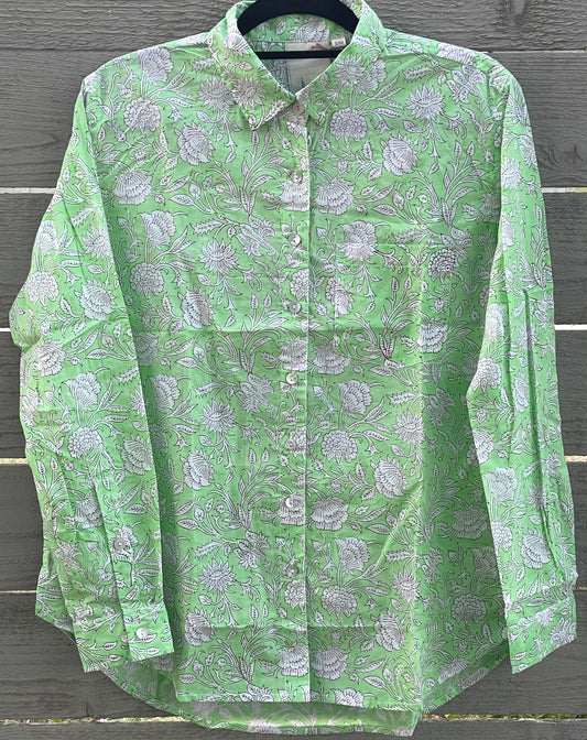 Good Boyfriend Shirt Floral Escape Honeydew/Pinecone 1 - On fence