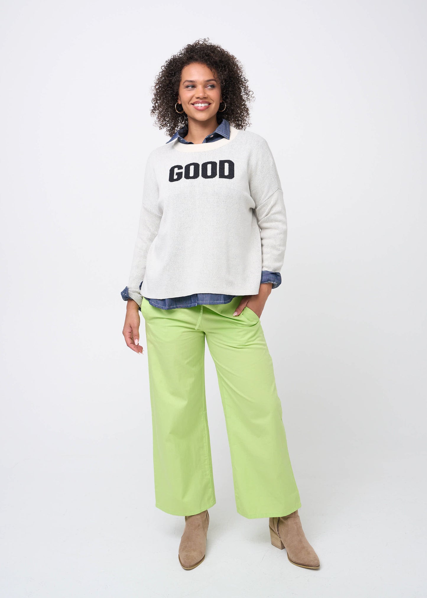Good Relaxed Sweater - Ecru 1 - Front - Full