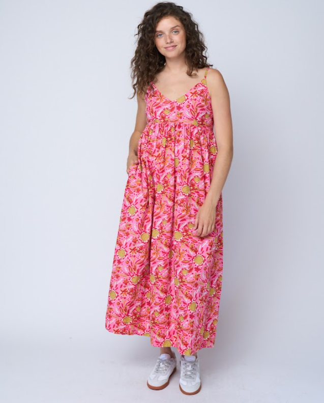 Hamptons Dress - Mira Floral Pink