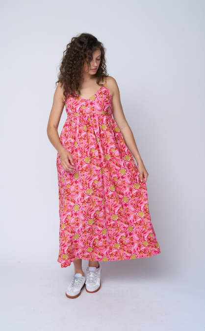 Hamptons Dress - Mira Floral Pink