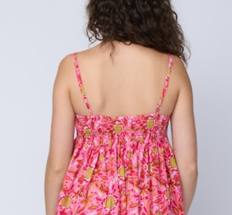 Hamptons Dress - Mira Floral Pink