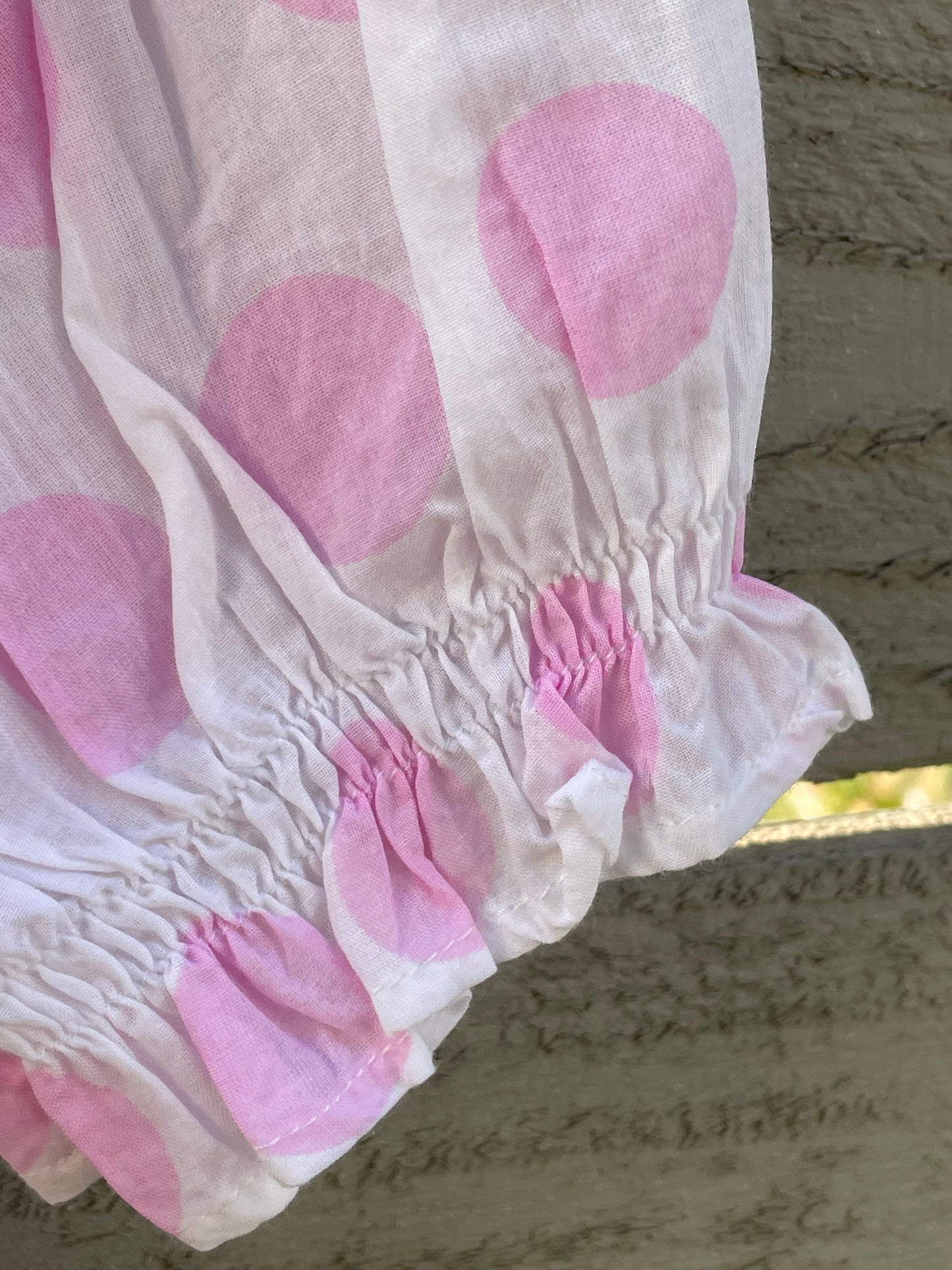 Good Girlfriend Shirt with Ruffle Trim - True Dot Tickled Pink 7 - Ruffle sleeve - Close up