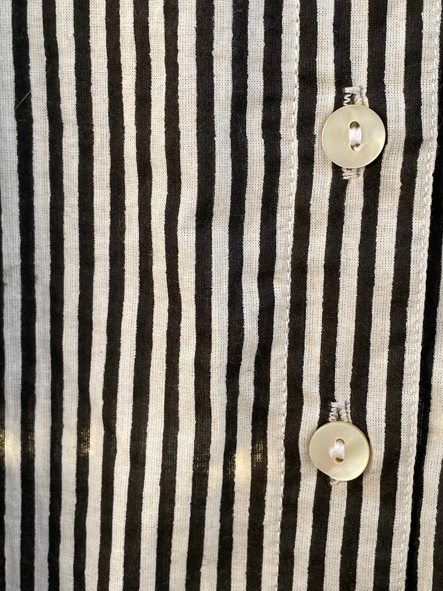 Good Girlfriend Shirt with Ruffle Trim Menswear Stripe Black 8 - Close up