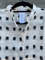 Good Boyfriend Shirt with Mandarin Collar - Ikat Squares