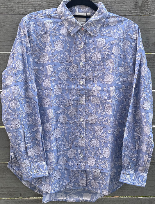 Good Boyfriend Shirt Floral Escape Cornflower Blue Pinecone 1 - On fence