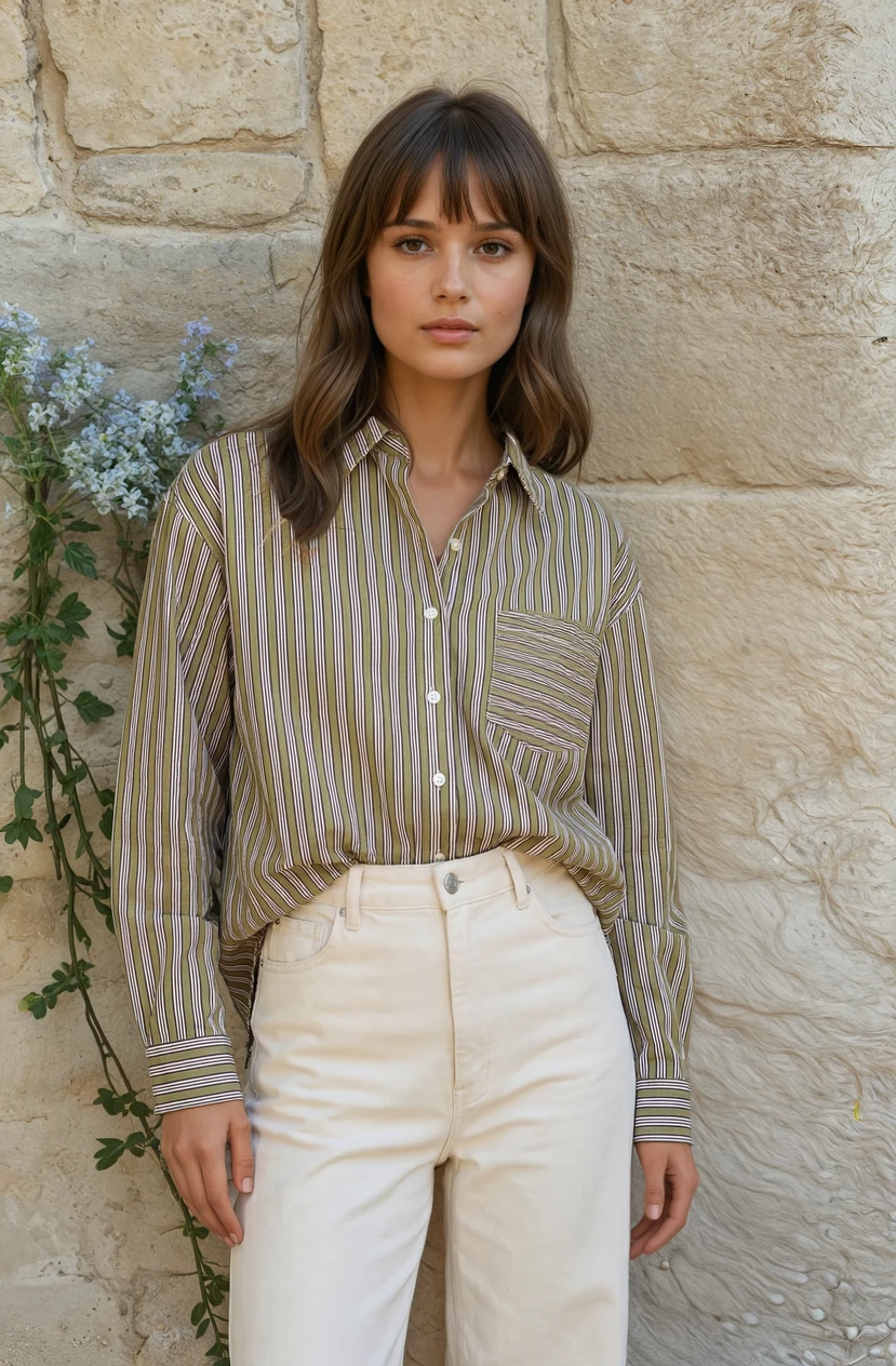 Good Boyfriend Shirt - Tuscan Stripe Celery