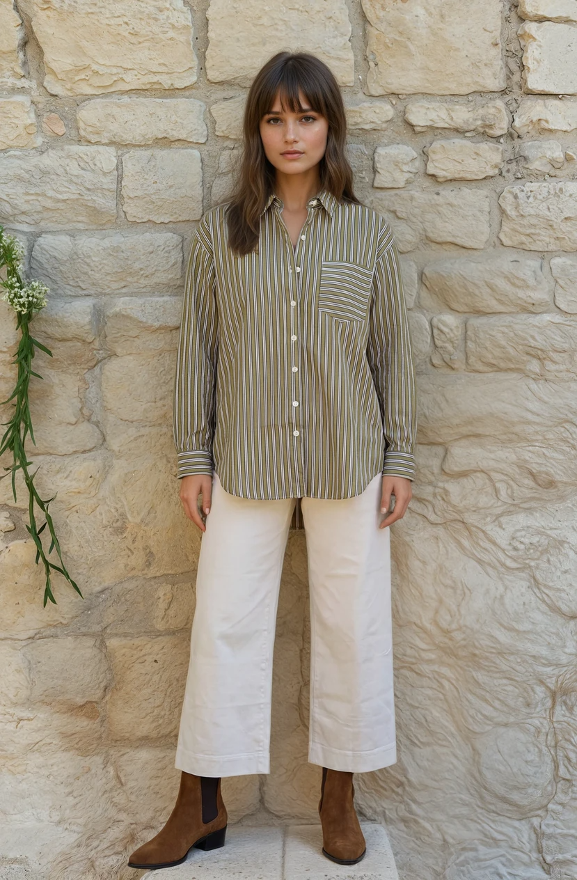 Good Boyfriend Shirt - Tuscan Stripe Celery