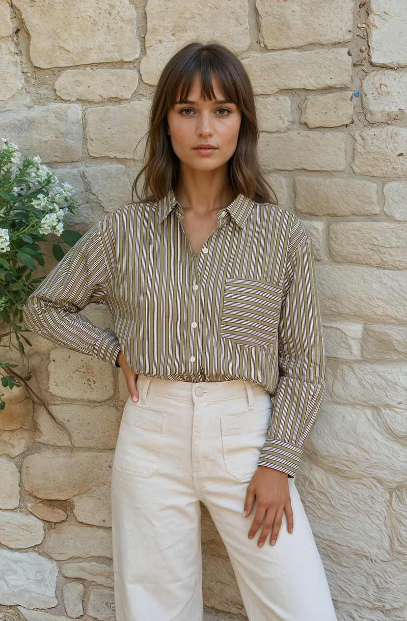 Good Boyfriend Shirt - Tuscan Stripe Celery