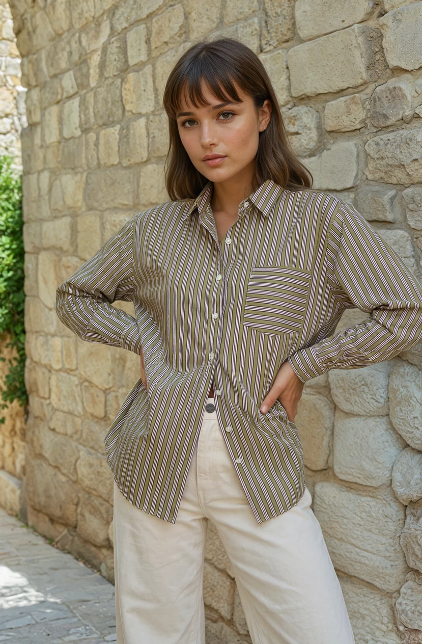 Good Boyfriend Shirt - Tuscan Stripe Celery