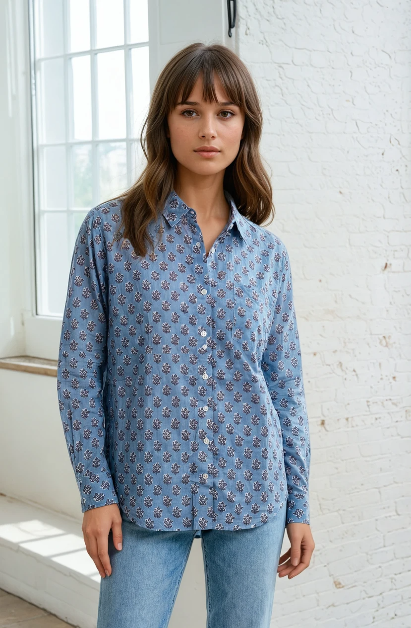 Good Boyfriend Shirt - Rockport Floral Cornflower Blue