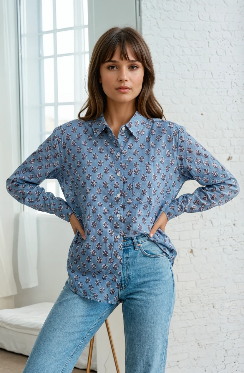 Good Boyfriend Shirt - Rockport Floral Cornflower Blue
