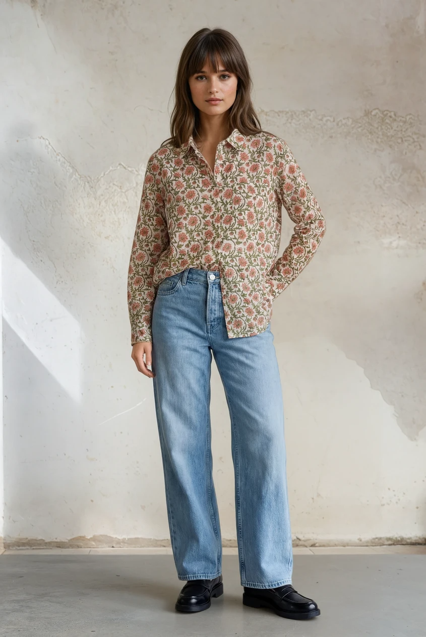 Good Boyfriend Shirt - Darlington Floral Mocha Front 3