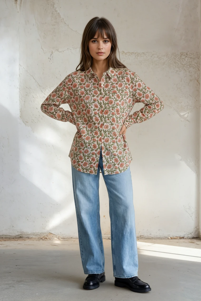 Good Boyfriend Shirt - Darlington Floral Mocha Front