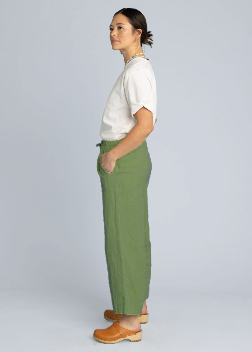 Shore Pant - Linen Olive 2 - Side