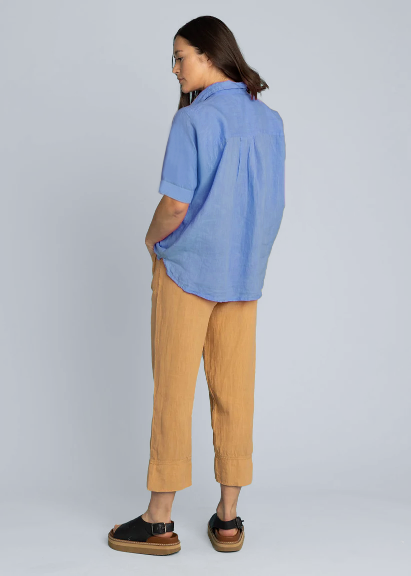 Good Boyfriend Linen Short Sleeve Shirt - Bluebird