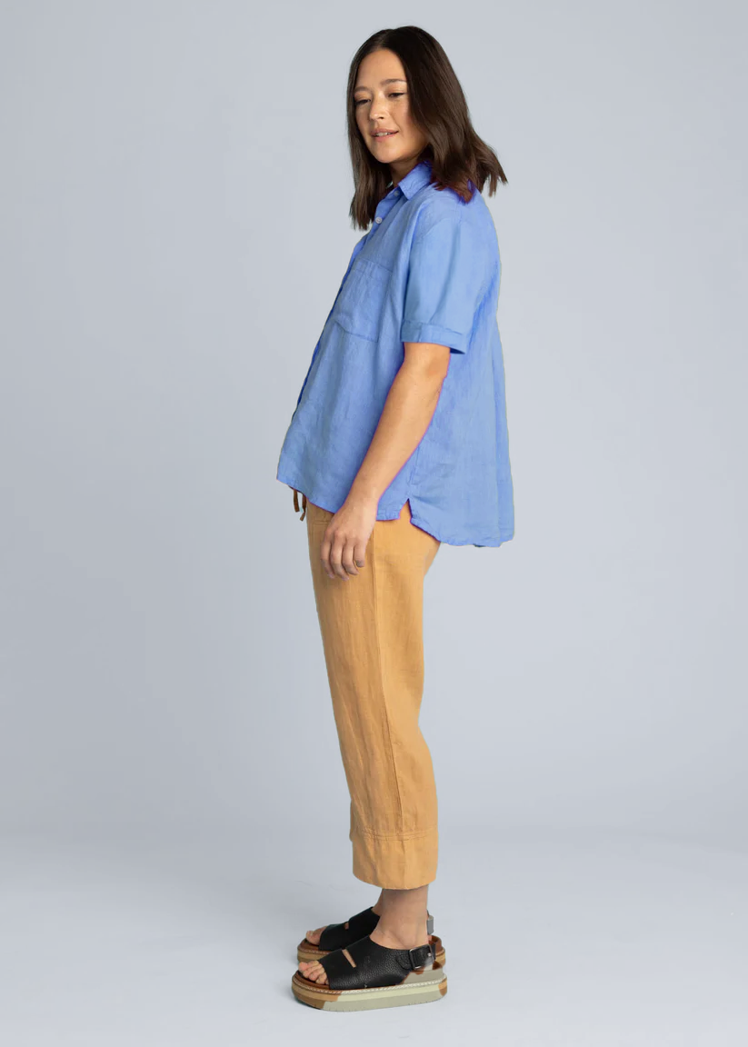 Good Boyfriend Linen Short Sleeve Shirt - Bluebird