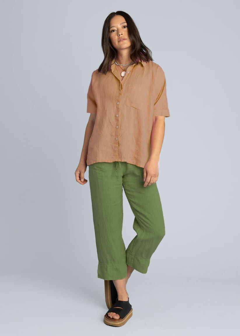 Good Boyfriend Linen Short Sleeve Shirt - Mocha