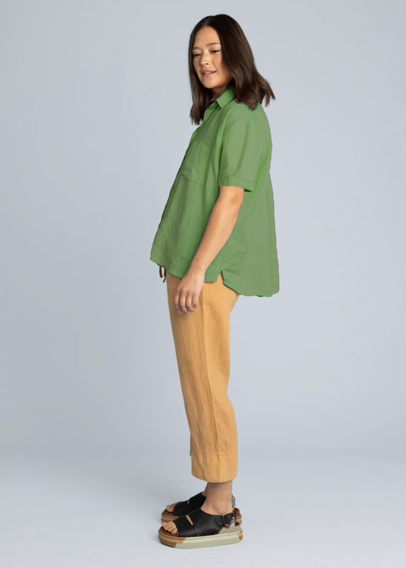 Good Boyfriend Linen Short Sleeve Shirt - Olive