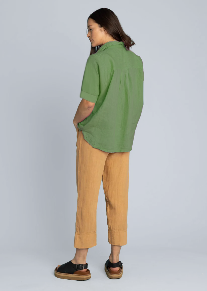 Good Boyfriend Linen Short Sleeve Shirt - Olive