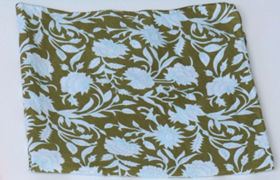 Scarf - Floral Escape Square Olive Oil Cerulean