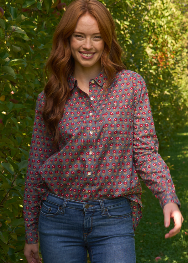 Good Boyfriend Shirt - Emory Floral Dove Grey 2