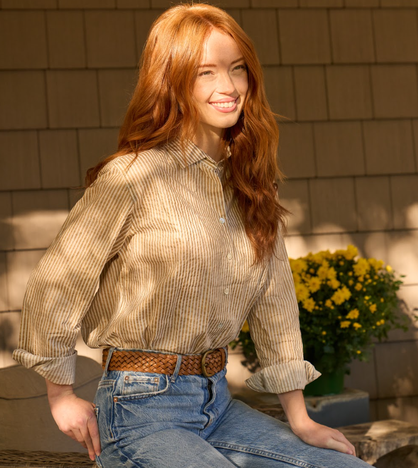 Good Boyfriend Shirt - Menswear Stripe Metallic Gold 4 - Outdoor