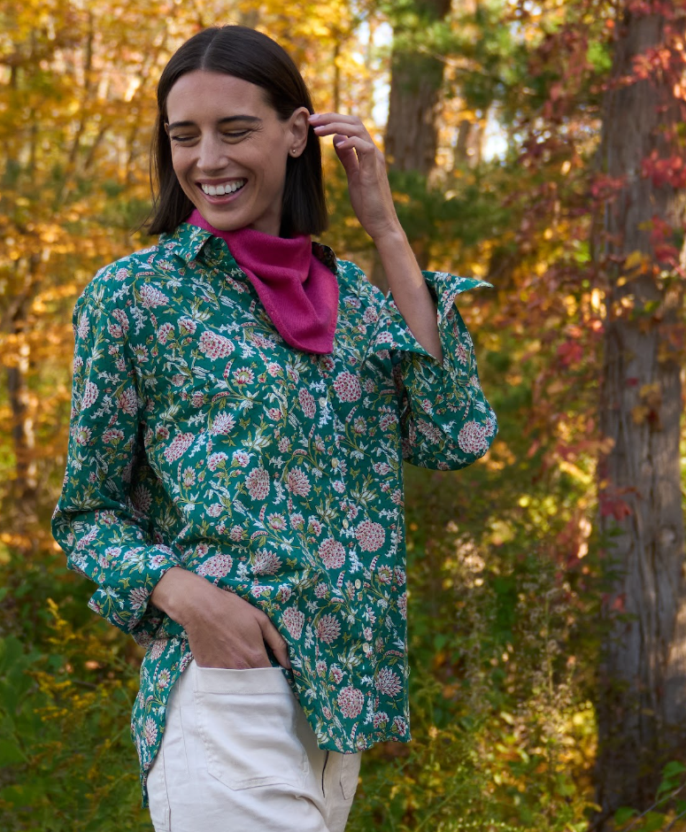 Good Boyfriend Shirt - Devon Floral Green 2