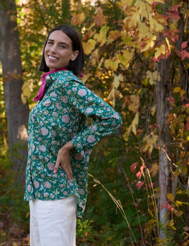 Good Boyfriend Shirt - Devon Floral Green 3 Side