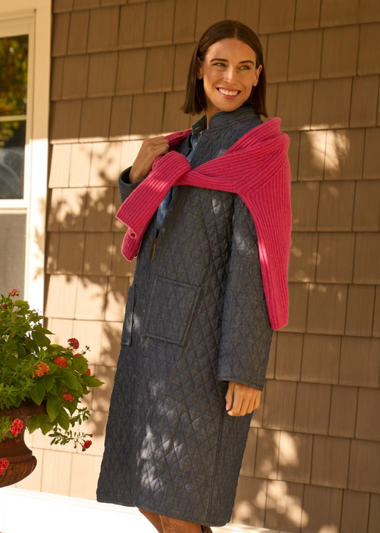 Charleston Quilted Car Coat - Chambray PRE-ORDER