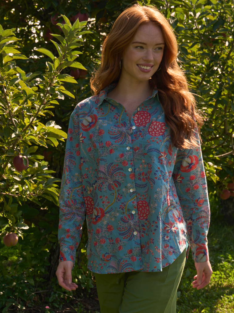 Good Boyfriend Shirt - Vine & Leaf Cornflower Blue