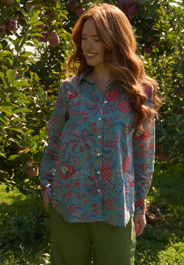 Good Boyfriend Shirt - Vine & Leaf Cornflower Blue