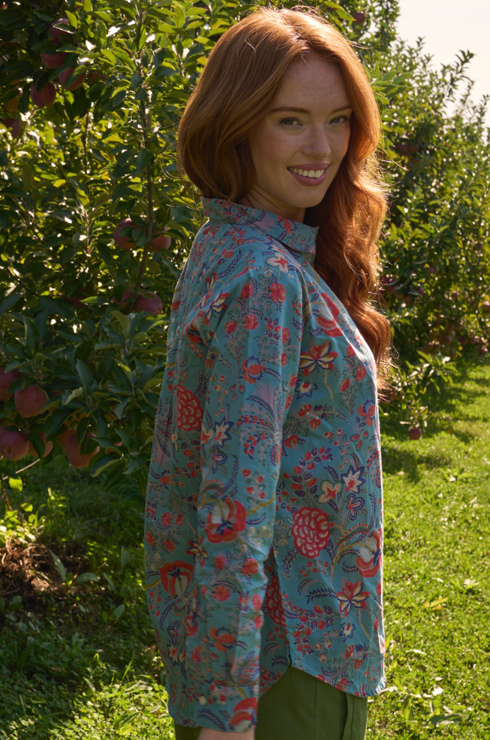 Good Boyfriend Shirt - Vine & Leaf Cornflower Blue
