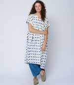 Meadow Dress -                                      Ikat Squares Cobalt